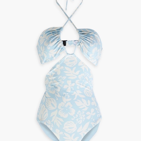 ONIA Blue Floral Cutout Swimsuit Size Small 4 - Picture 2 of 5